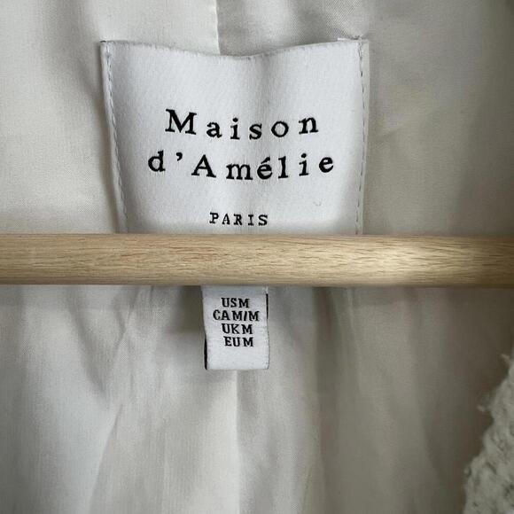 Maison D' Amelie Paris Women's Size Medium Acrylic Wool Blend Blazer Jacket Gold - Picture 4 of 13